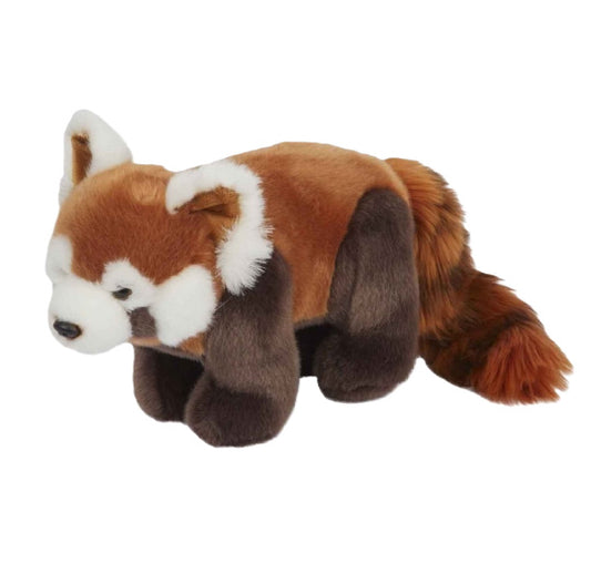 Plush toy of a red panda on a white background