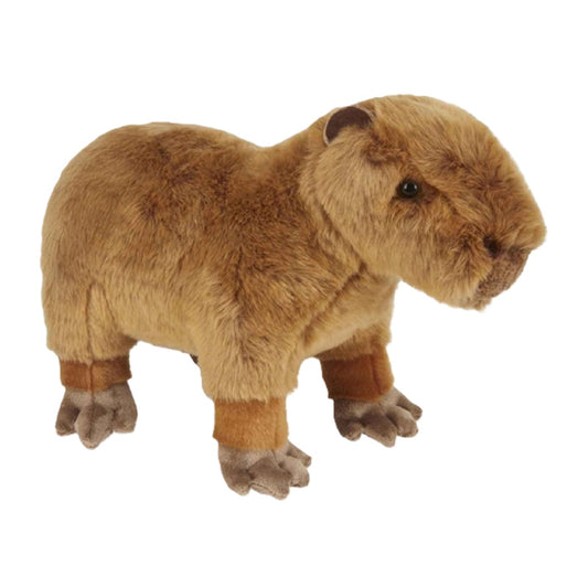 Plush toy of a capybara on a white background