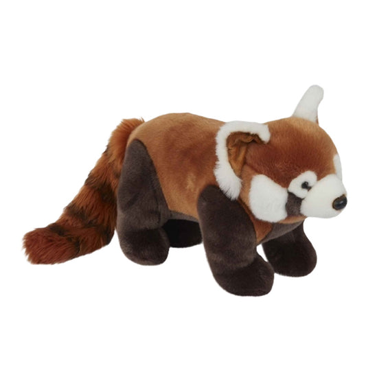 Plush toy of a red panda on a white background