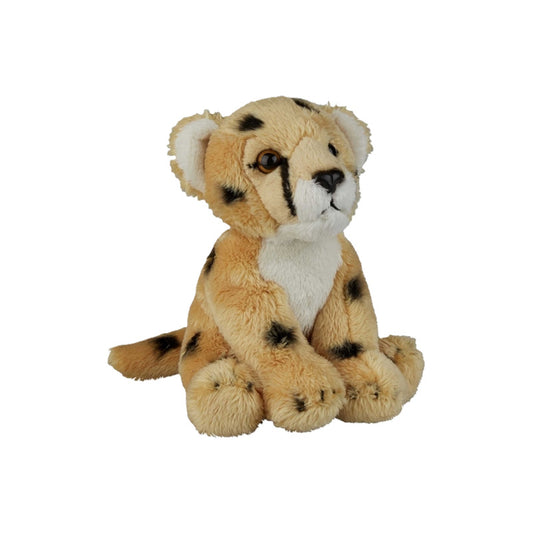 Plush toy cheetah on a white background