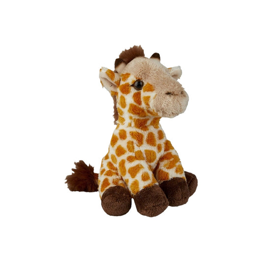 Plush giraffe toy on a white background