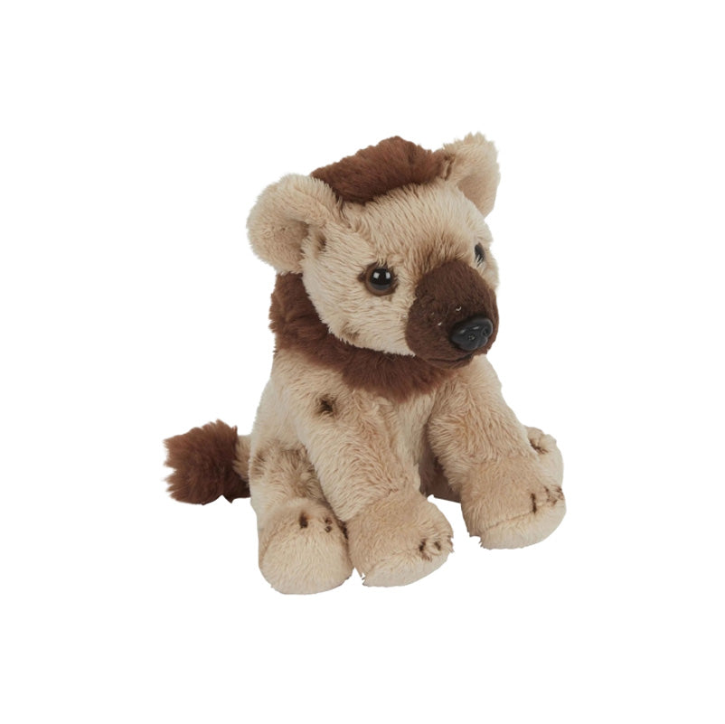 Plush toy hyena on a white background