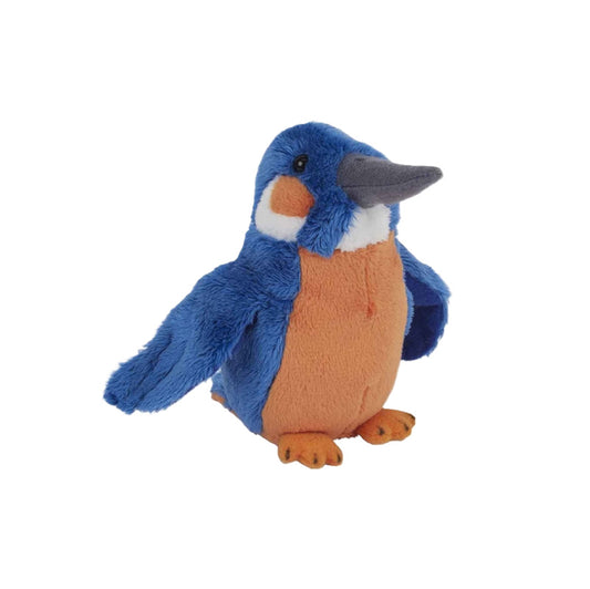 kingfisher soft toy on a white backgroung