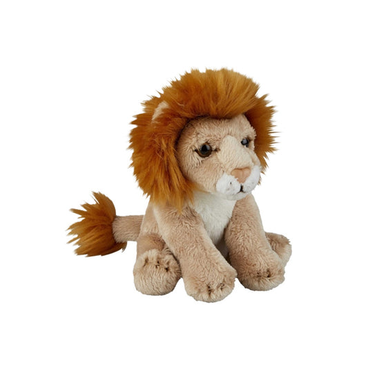 plush lion toy on a white background