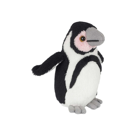 Plush penguin toy on a white background
