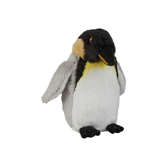 Plush penguin toy on a white background