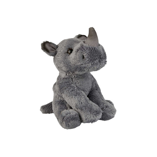 rhino small soft toy 15cm with grey  plush on a white background