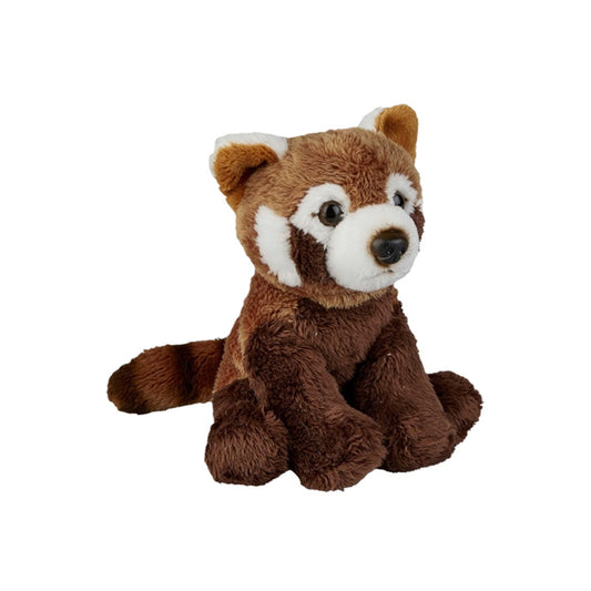 Plush toy red panda on a white background
