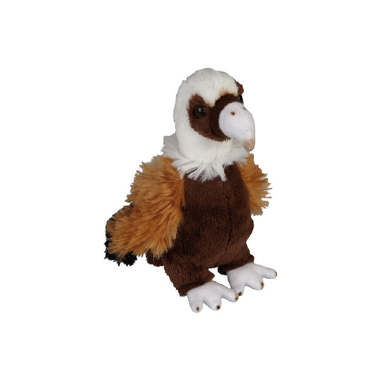 Plush toy vulture on a white background