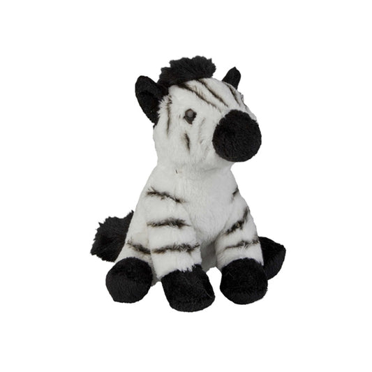 zebra small soft toy 15cm with white and black plush on a white background
