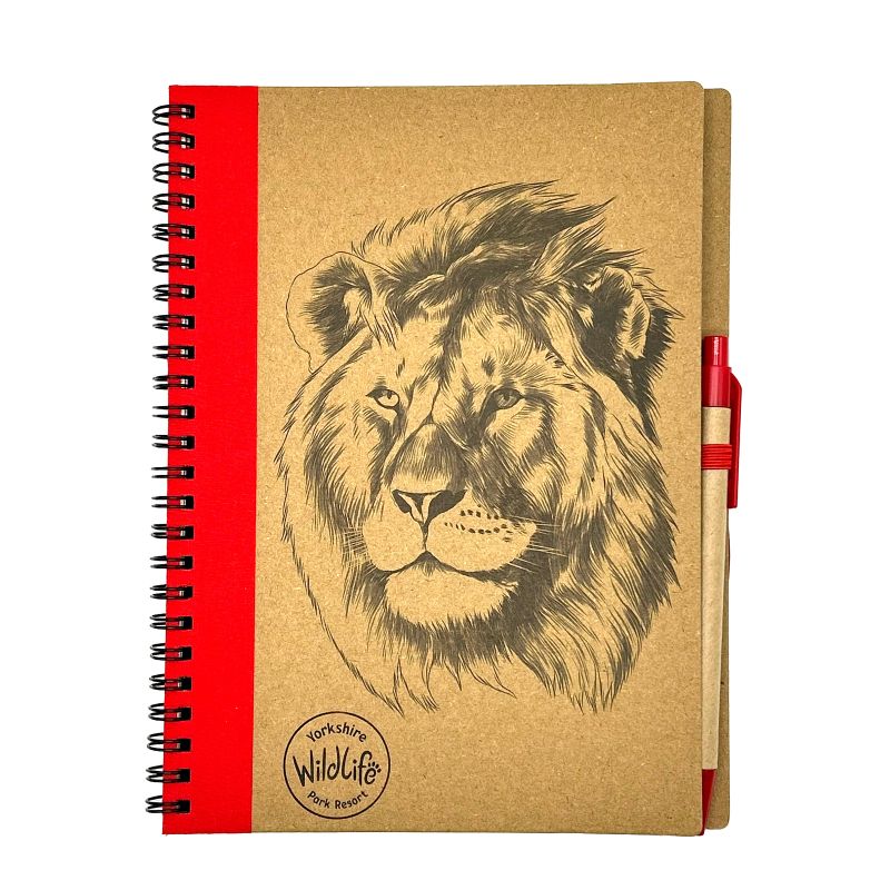Notebook with a lion illustration on a white background