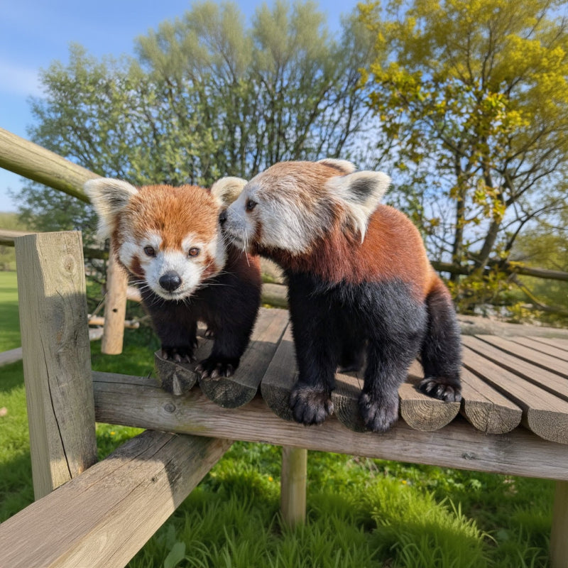 two red pandas at yorkshire wildlife park