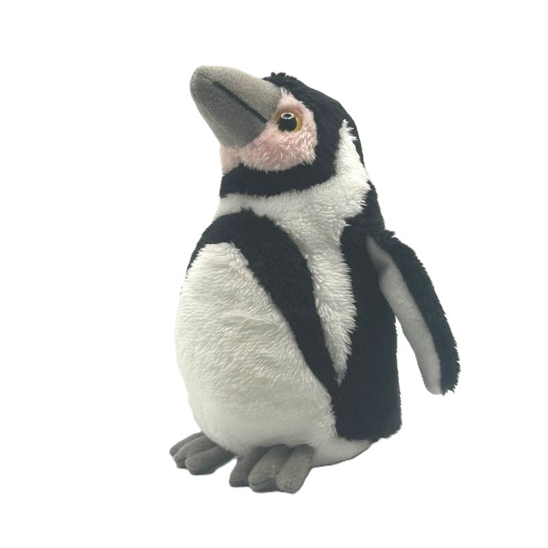 humbolts penguin small soft toy 15cm with black and white plush and grey feet on a white background
