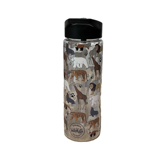 yorkshire wildlife park animal drinking bottle with zoo animals with a black screw top