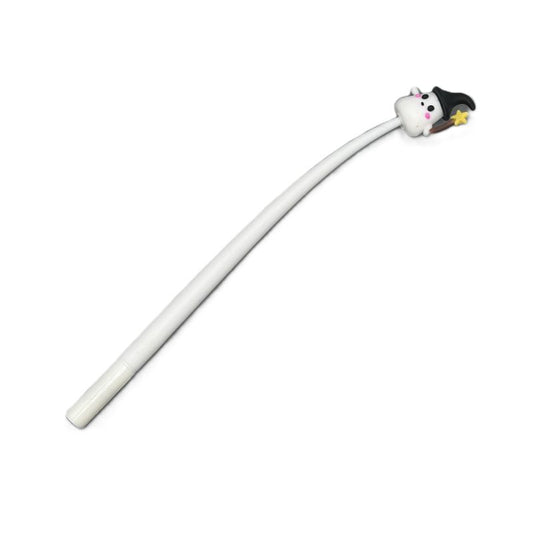 White halloween gel pen with a ghost figure at the end on a white background