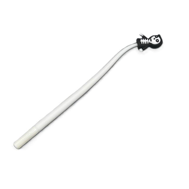 White halloween gel pen with a grim reeper figure at the top on a white background