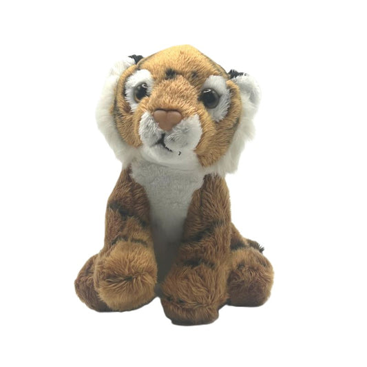 tiger small soft toy 15cm with orange  and white plush on a white background