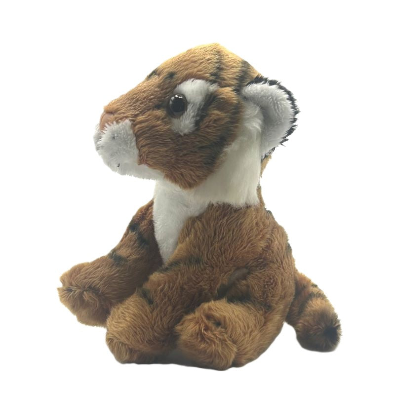 tiger small soft toy 15cm with orange  and white plush on a white background