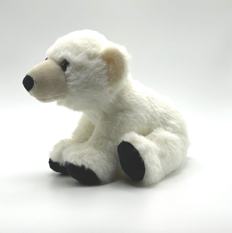 yorkshire wildlife park polar bear medium soft toy angle view white coat 20cm