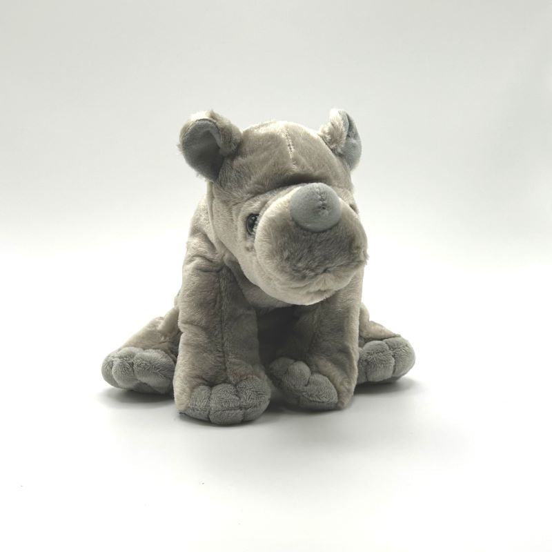 yorkshire wildlife park rhino medium soft toy front view grey coat 20cm