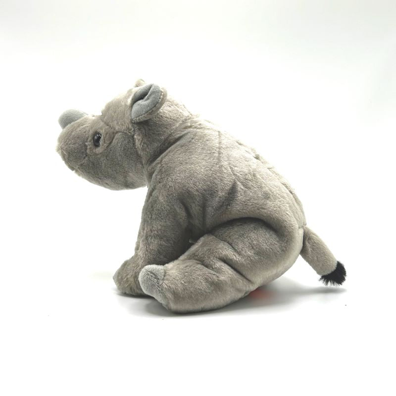 yorkshire wildlife park rhino medium soft toy side view grey coat 20cm