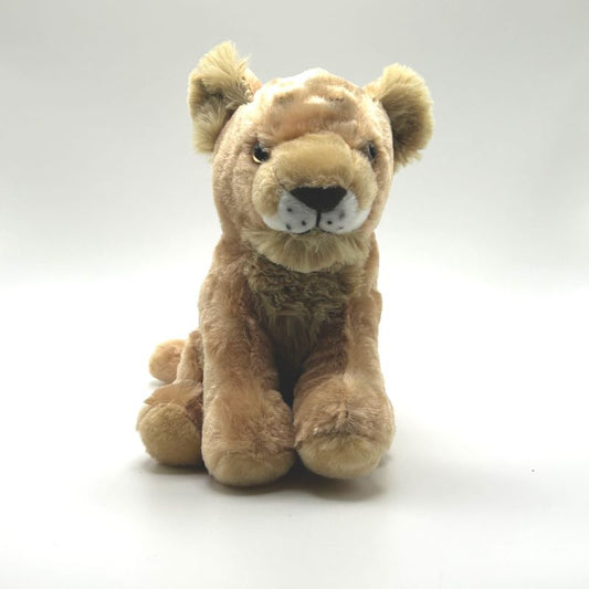 yorkshire wildlife park lion cub medium soft toy front view beige coat  20cm