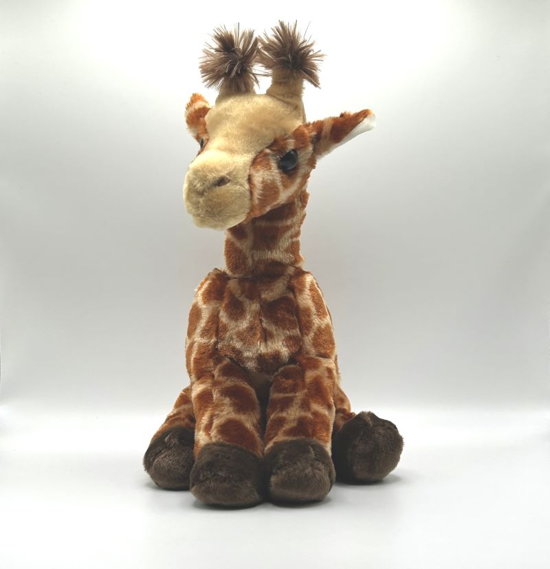 yorkshire wildlife park giraffe large soft toy front view beige coat yellow spots 30cm