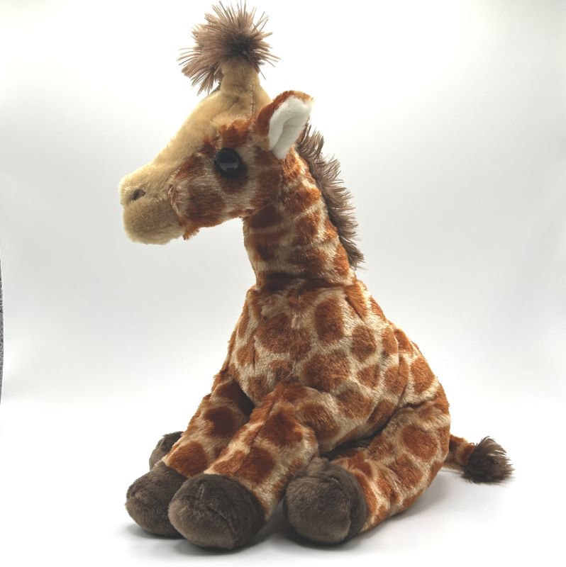 yorkshire wildlife park giraffe large soft toy angle view beige coat yellow spots 30cm