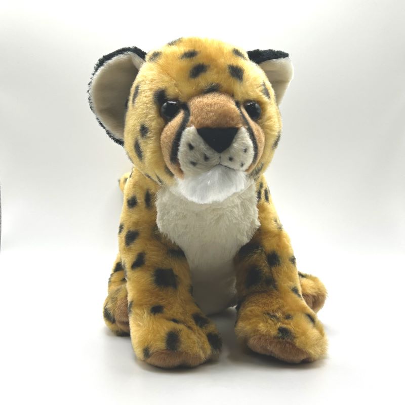 yorkshire wildlife park cheetah large soft toy front view yellow white coat black spots 30 cm