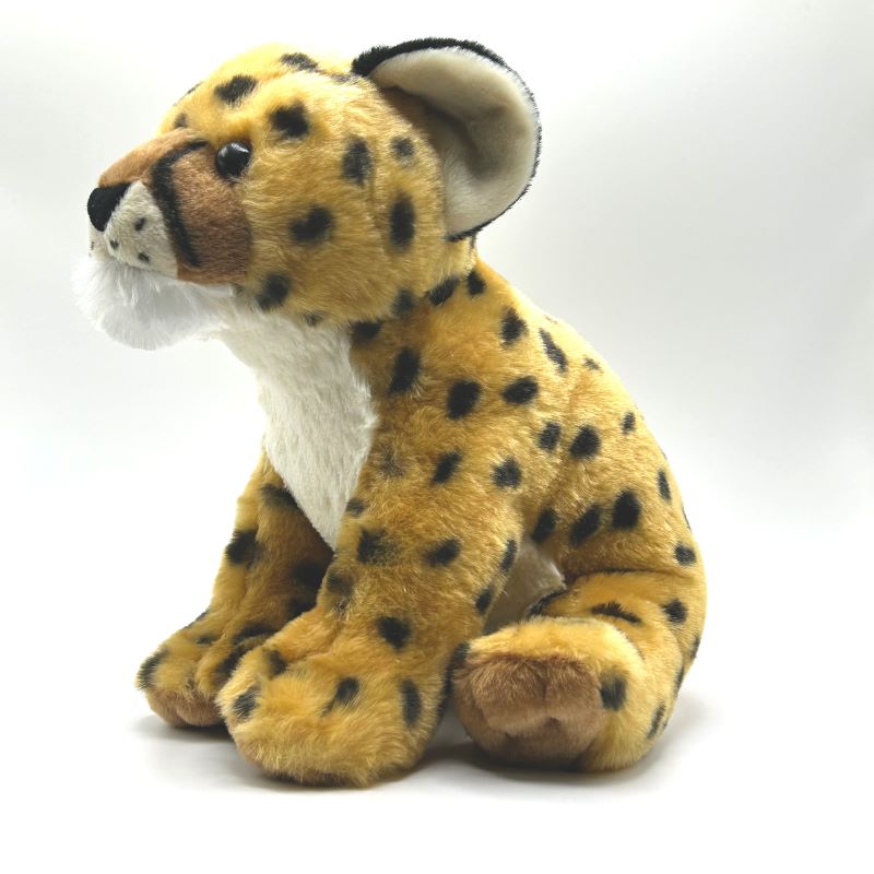 yorkshire wildlife park cheetah large soft toy angle view yellow white coat black spots 30cm