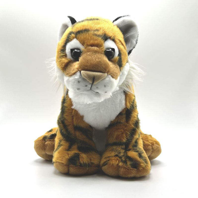 yorkshire wildlife park tiger large soft toy front view orange white coat black stripe 30cm