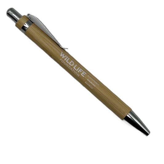 Brown pen with Wildlife Foundation branding on a white background