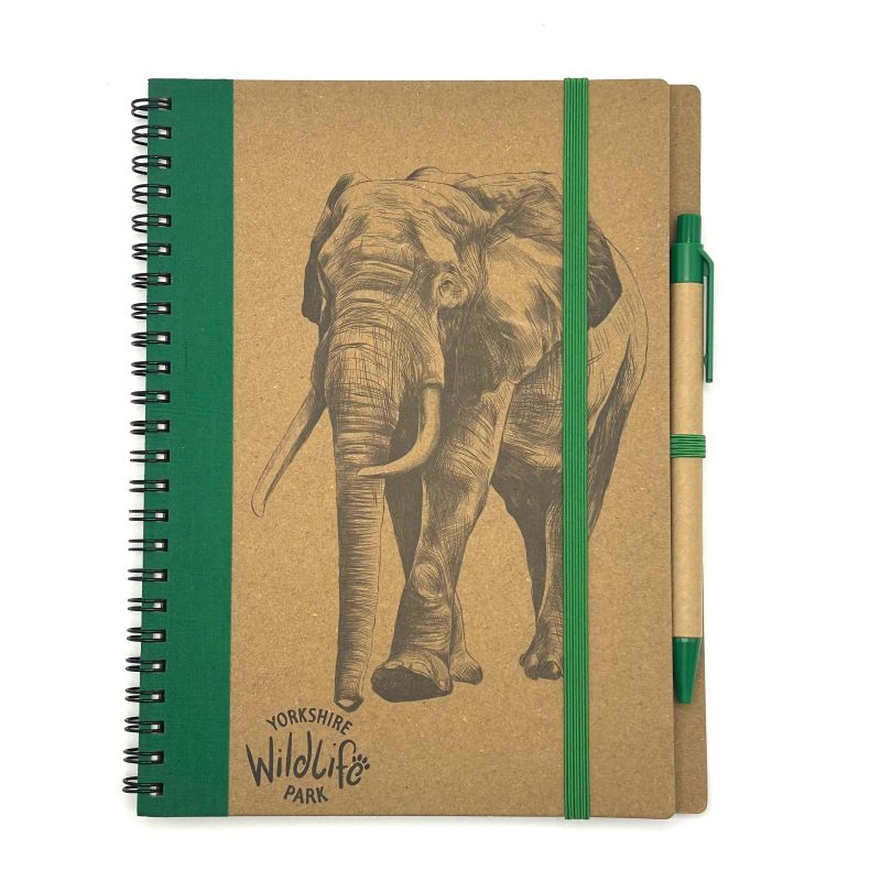 yorkshire wildlife park elephant eco ring notebook with eco pen and elastic a5