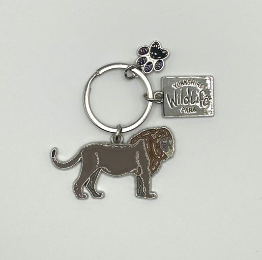 yorkshire wildlife park keyring with lion separate logo and paw print