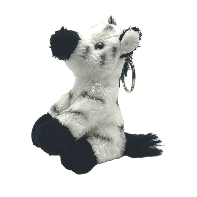 yorkshire wildlife park zebra keyring soft toy black white coat metal keyring 10cm