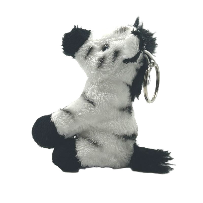 yorkshire wildlife park zebra keyring soft toy black white coat metal keyring 10cm