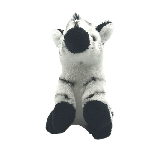 yorkshire wildlife park zebra keyring soft toy black white coat metal keyring 10cm