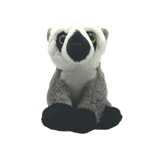 yorkshire wildlife park lemur keyring soft toy grey white coat  ringed tail metal keyring 10cm