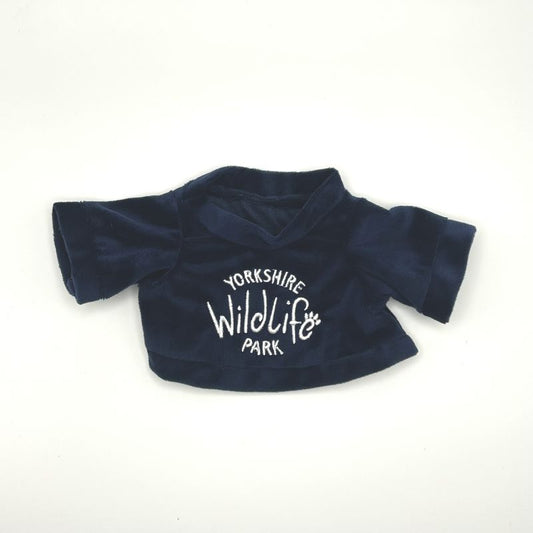 yorkshire wildlife park soft toy teddy tshirt blue velvet front