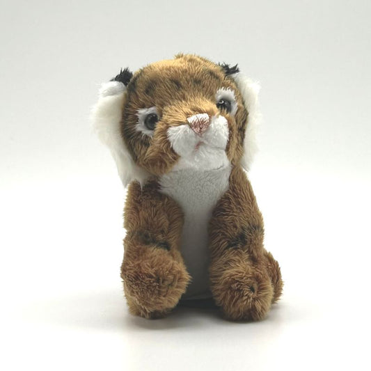 yorkshire wildlife park tiger keyring soft toy front view orange white coat black stripes metal keyring 10cm