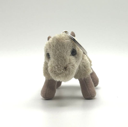 yorkshire wildlife park capybara keyring soft toy front view beige  coat metal keyring 10cm