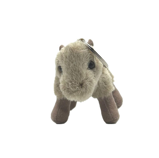 yorkshire wildlife park capybara keyring soft toy beige  coat metal keyring 10cm