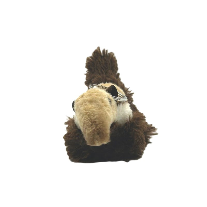 yorkshire wildlife park anteater keyring soft toy beige brown white coat metal keyring 10cm