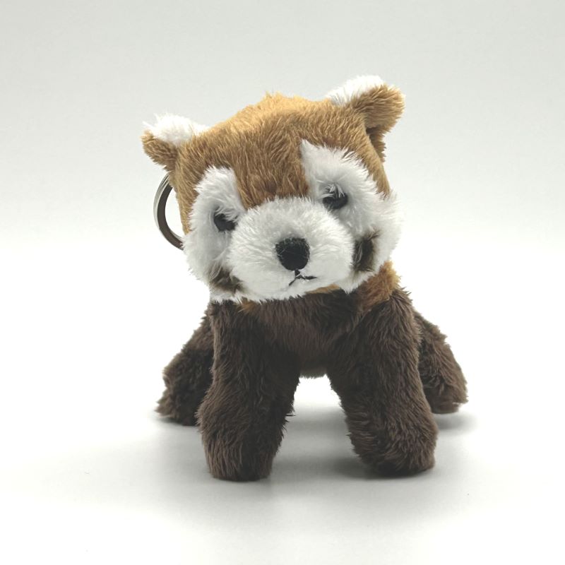 yorkshire wildlife park red panda keyring soft toy front view brown beige white coat metal keyring