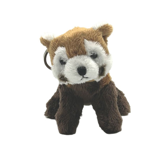 yorkshire wildlife park red panda keyring soft toy brown coat white face metal keyring 10cm