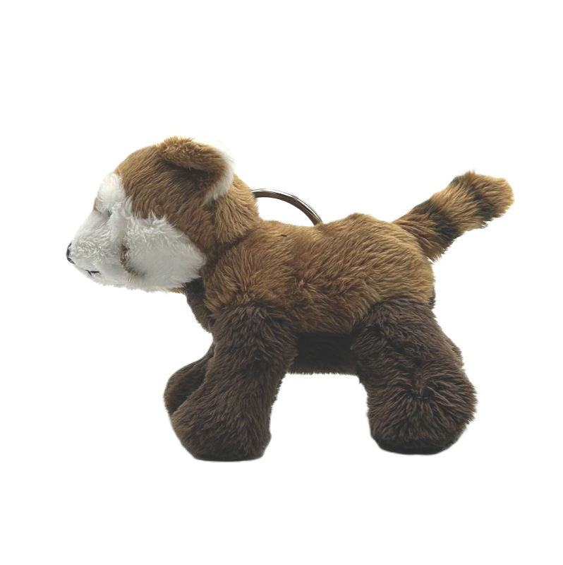 yorkshire wildlife park red panda keyring soft toy brown coat white face metal keyring 10cm