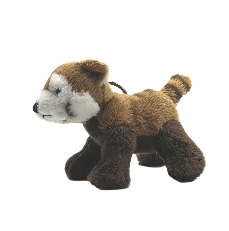 yorkshire wildlife park red panda keyring soft toy brown coat white face metal keyring 10cm