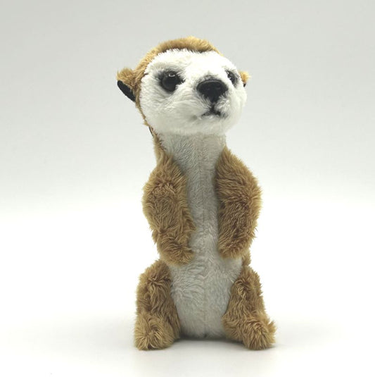 yorkshire wildlife park meerkat keyring soft toy front view beige white coat metal keyring 10cm