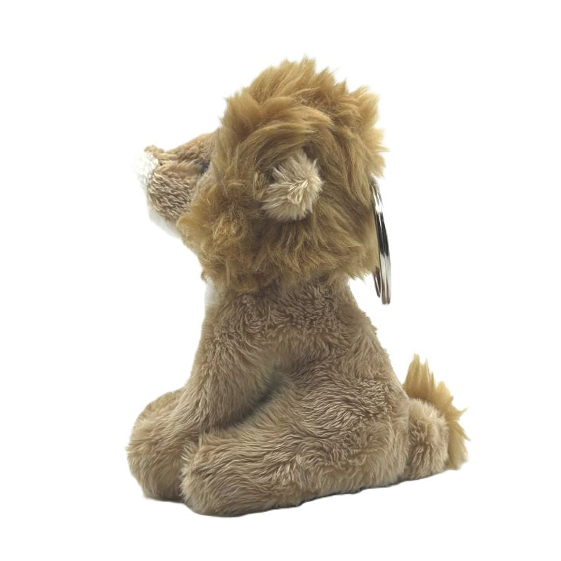 yorkshire wildlife park lion keyring soft toy beige coat brown mane metal keyring 10cm