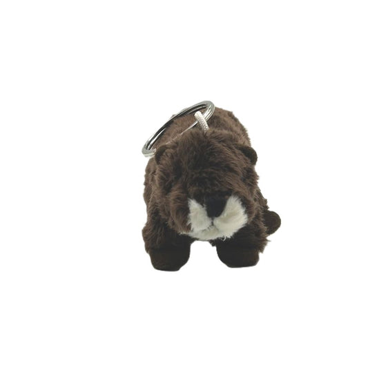 yorkshire wildlife park otter keyring soft toy brown beige coat metal keyring 10cm